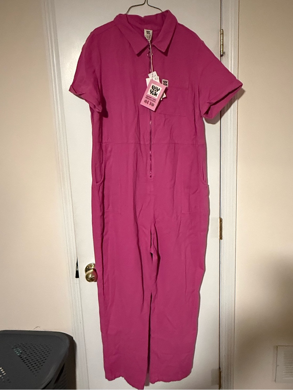 NWT Lucy & Yak Pink Short-Sleeve Jumpsuit UK18/US14 - Picture 3 of 10